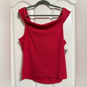 Old Navy Red Ribbed Off the Shoulder Top